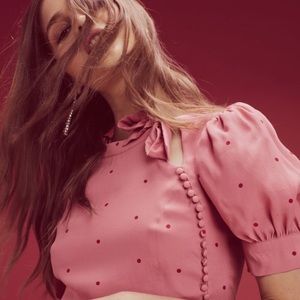 For Love and Lemons Rosie Dot Set Shirt Skirt Set